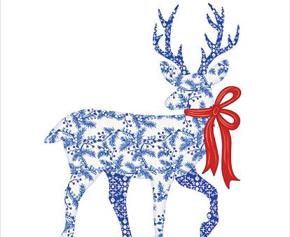 ALP2450 - Blue & White Reindeer I - 12x16 For Cheap