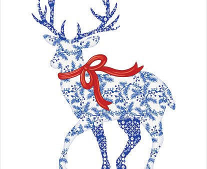 ALP2451 - Blue & White Reindeer II - 12x16 Supply