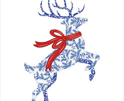 ALP2452 - Blue & White Reindeer III - 12x16 For Cheap