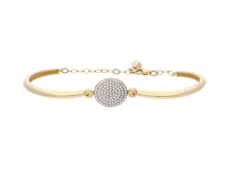 Pulsera articulada con aplicación y circonias en oro amarillo 14 kilates. Online