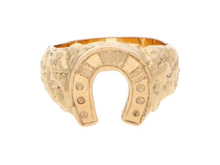 Anillo barroco motivo herradura en oro amarillo 18 kilates. Online