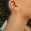 Aretes articulados con citrinos y circonias en oro amarillo 14 kilates. Online Sale