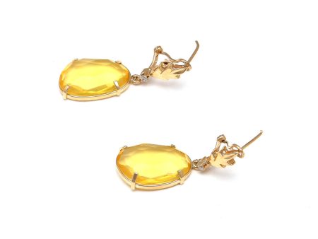 Aretes diseño especial con citrinos y circonias en oro amarillo 14 kilates. Online Hot Sale