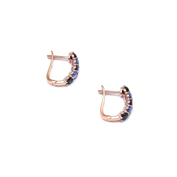 Aretes articulados con zafiros en oro rosa 14 kilates. Cheap