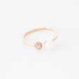 Anillo abierto con perla y circonias en oro rosa 14 kilates. Online