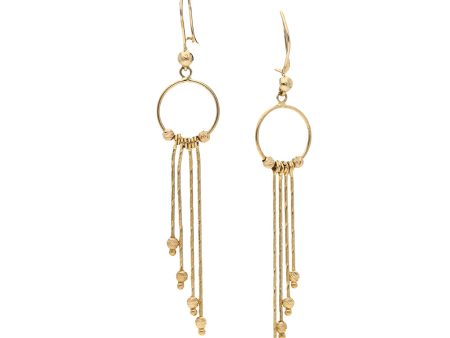 Aretes diseño especial con colgantes en oro amarillo 14 kilates. Online now