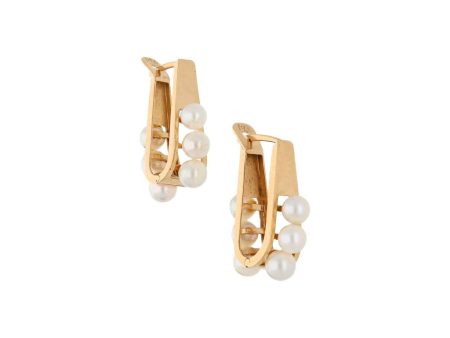 Aretes articulados con perlas en oro amarillo 14 kilates. Online Hot Sale