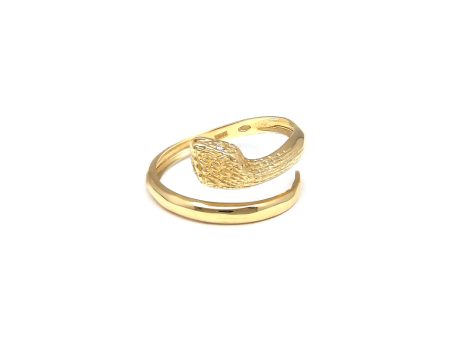 Anillo abierto motivo serpiente con circonias en oro amarillo 14 kilates. For Discount