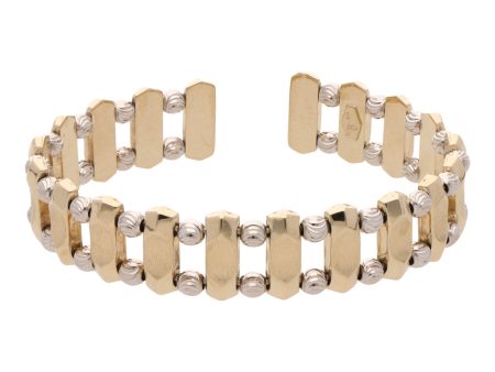 Pulsera hechura italiana en oro dos tonos 14 kilates. Sale