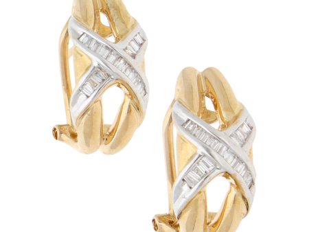 Aretes calados con diamantes en oro amarillo 18 kilates. For Cheap