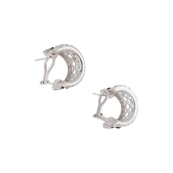 Aretes calados con circonias y esmalte en oro blanco 18 kilates. For Cheap