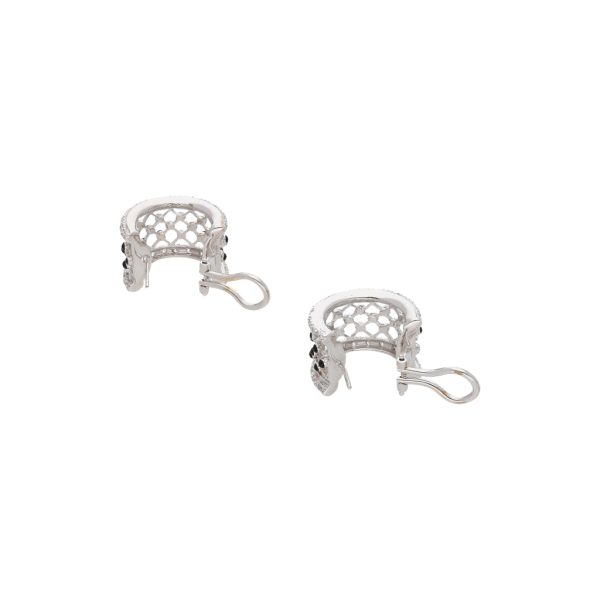 Aretes calados con circonias y esmalte en oro blanco 18 kilates. For Cheap