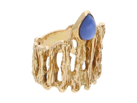 Anillo barroco con zafiro en oro amarillo 14 kilates. Supply