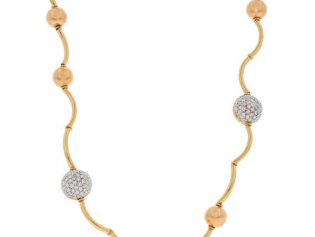 Collar eslabón combinado con diamantes en oro amarillo 18 kilates. Online Hot Sale