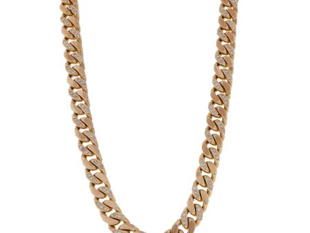 Collar eslabón barbado con diamantes en oro amarillo 14 kilates. Online Hot Sale