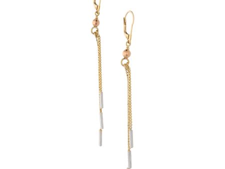 Aretes diseño especial con colgantes en oro tres tronos 14 kilates. Hot on Sale