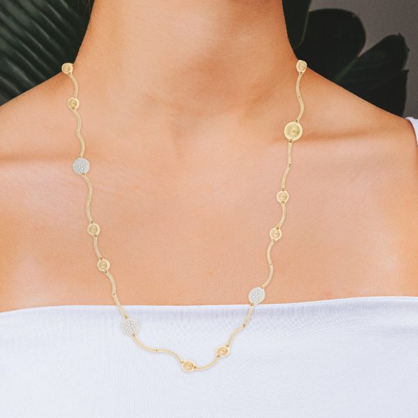 Collar eslabón combinado con diamantes en oro amarillo 18 kilates. Online Hot Sale