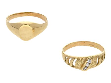 Anillo calado con circonias y anillo diseño especial en oro amarillo 14 kilates. For Discount