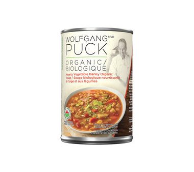 WOLFGANG PUCK HEARTY VEGETABLE BARLEY ORG SOUP 398ML For Sale