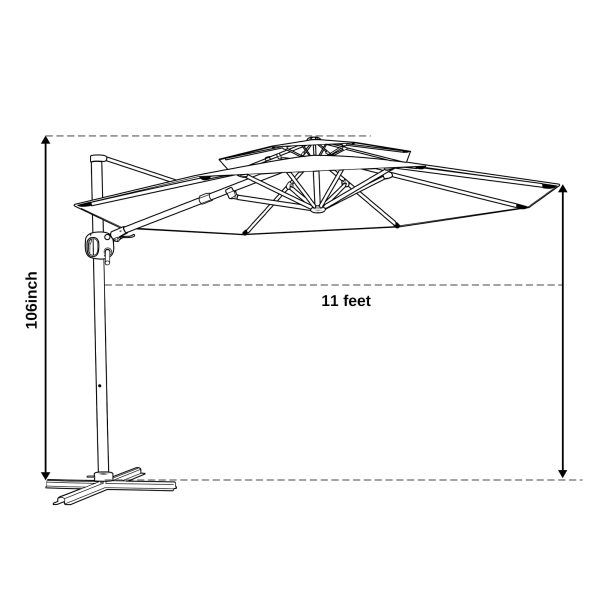 Flame&Shade 11 ft Double Roof Round Offset Cantilever Patio Umbrella For Cheap