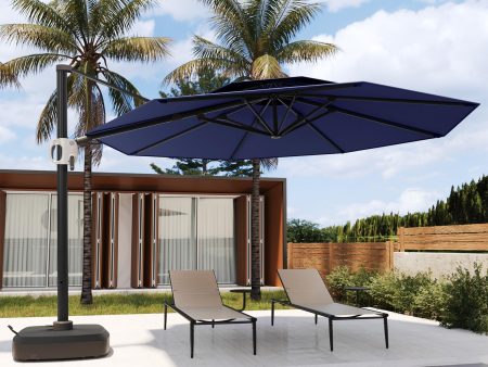 Flame&Shade 11 ft Double Roof Round Offset Cantilever Patio Umbrella For Cheap