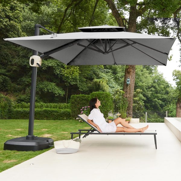 Flame&Shade 10 ft Double Roof Round Offset Cantilever Patio Umbrella Discount